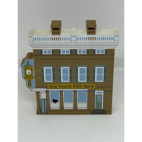 VTG Cat's Meow Village 2002 #02-111 One Fourth Fifth Bank Wood Shelf Sitter - Picture 2 of 7